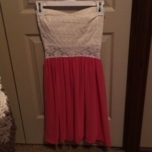 Pink Cream Strapless Dress